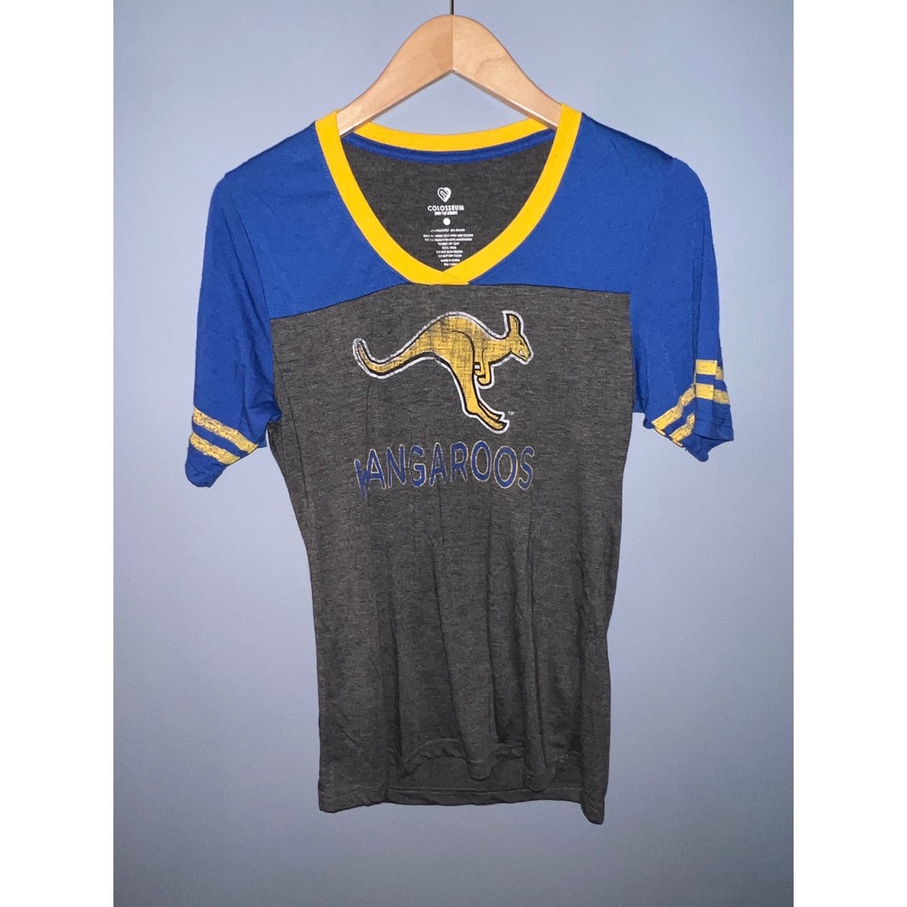 Colosseum UMKC Kangaroos‎ Graphic T-Shirt Gray Blue Yellow V-Neck Large